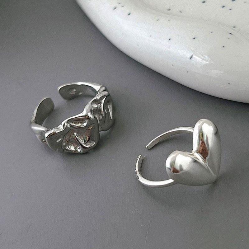 Wholesale Sweet Cool Love Ring Korean Style Ins Creative Peach Heart Open Ring Hip Hop Niche Food Finger Ring Fashion